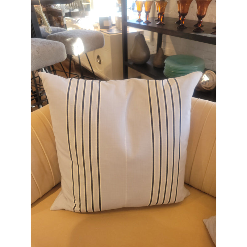 PAIR of Custom Navy Stripes on Blue Sunbrella Square Pillows