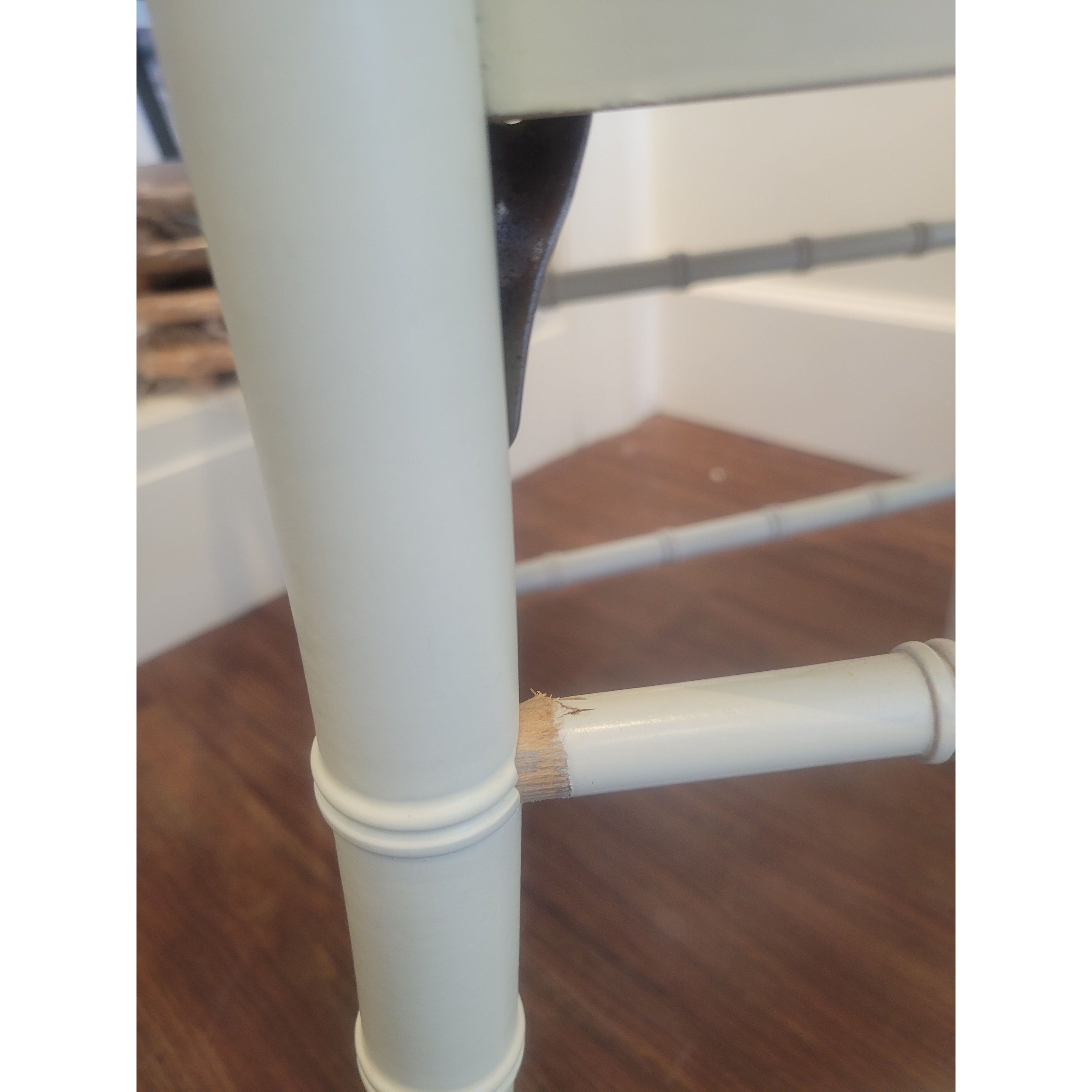 SET of 8 Bulgarian Faux Bamboo Dining Chairs w/ Tan Cushions - AS IS