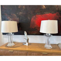 Pair of Tanner Kenzie Mid-Century Lucite Lamps with/ Lucite Finials Circa 1970's - colletteconsignment.com