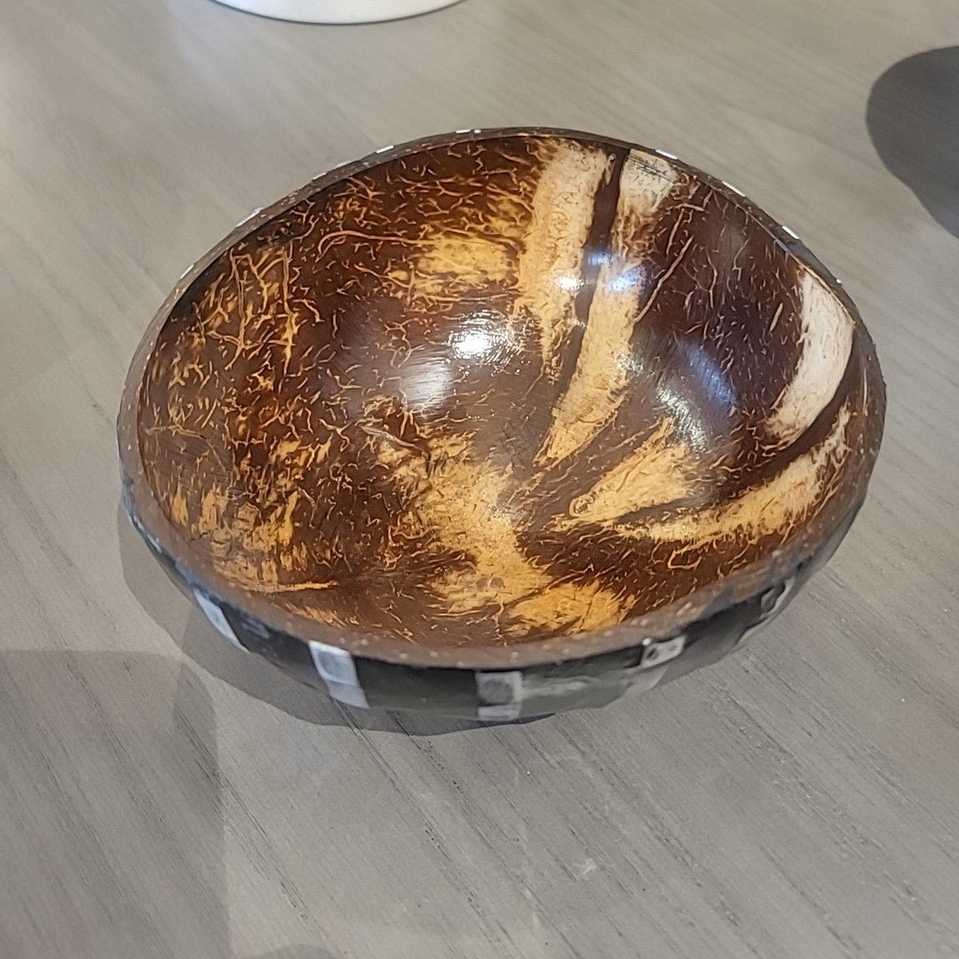Black Mother of Pearl Inlay Coconut Bowl