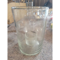 Pair of Large Glass Pillar Candle Holders