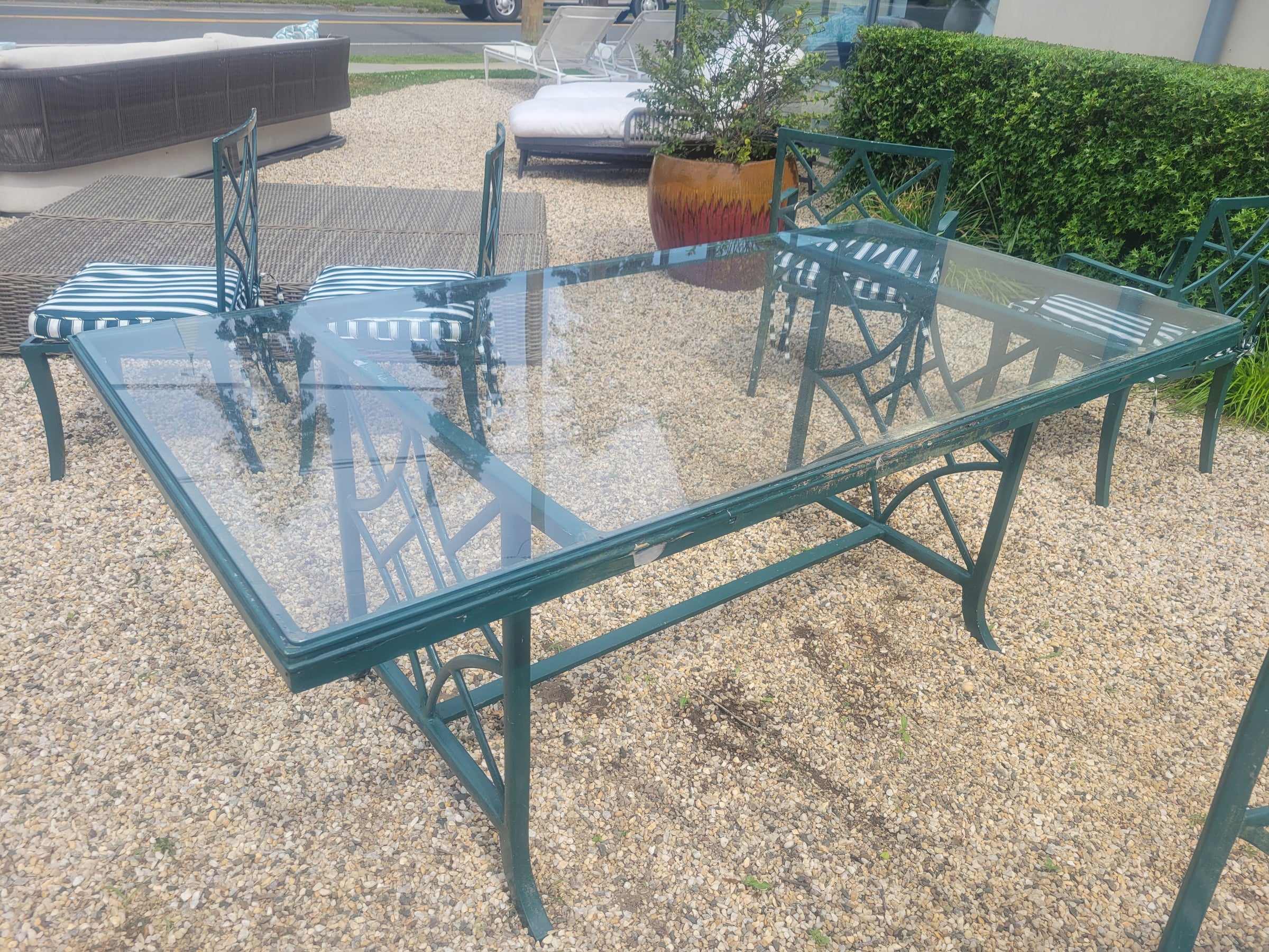 SET of Vintage Painted Iron Dining Table, 2 Arm Chairs, 4 Side Chairs (AS IS)