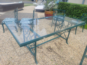 SET of Vintage Painted Iron Dining Table, 2 Arm Chairs, 4 Side Chairs (AS IS)