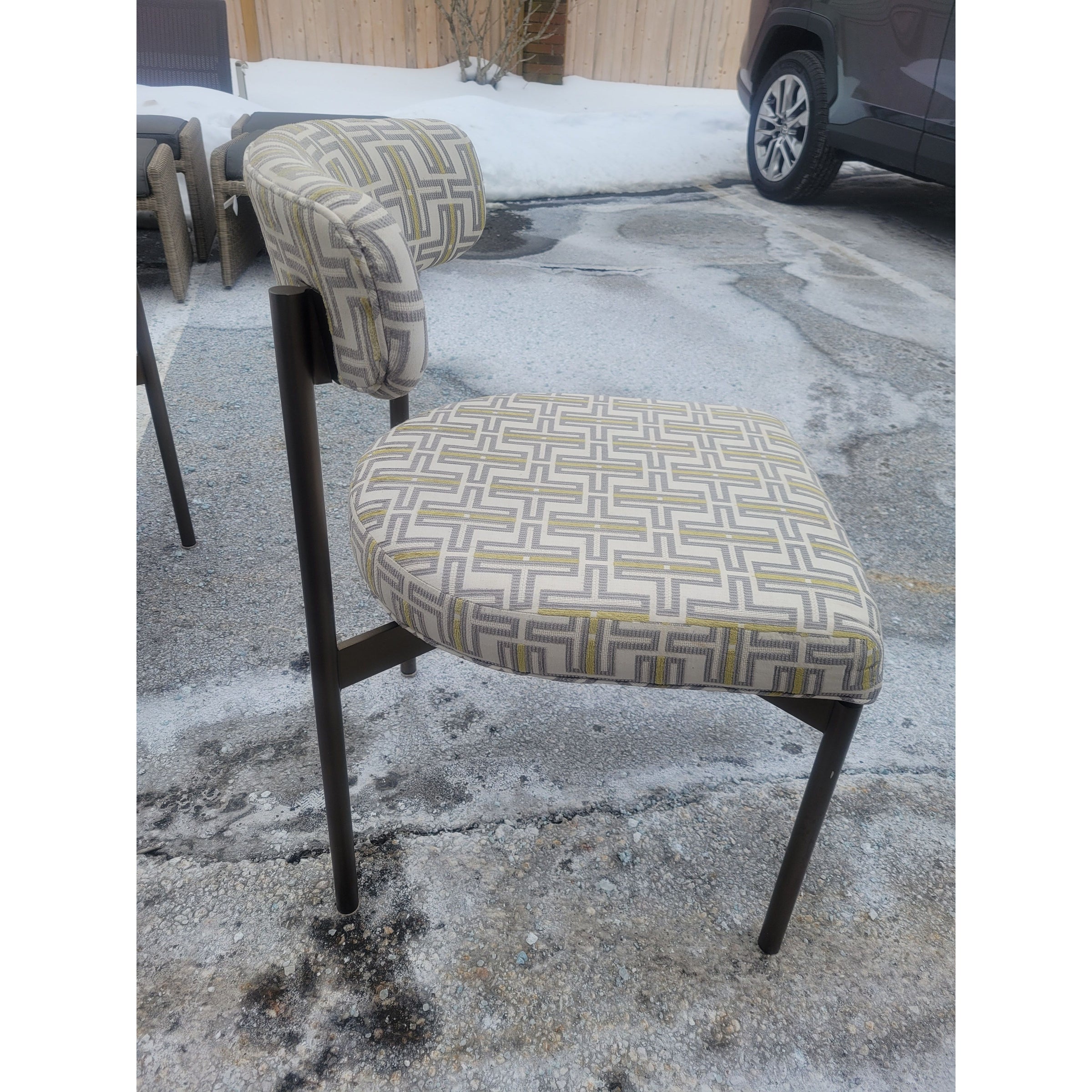 SET of 4 'Remy' Upholstered Dining Chairs on Pewter Legs by MG&BW (AS IS)