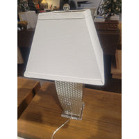 PAIR of Honeycomb Poly Table Lamps w/ Shades - colletteconsignment.com