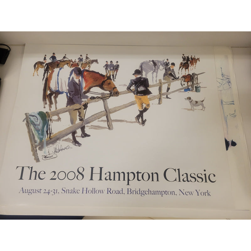 Signed 2008 Hampton Classic Horse Show Poster by Mickey Paraskevas