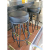 PAIR of Black Leather & Iron Bar Stools