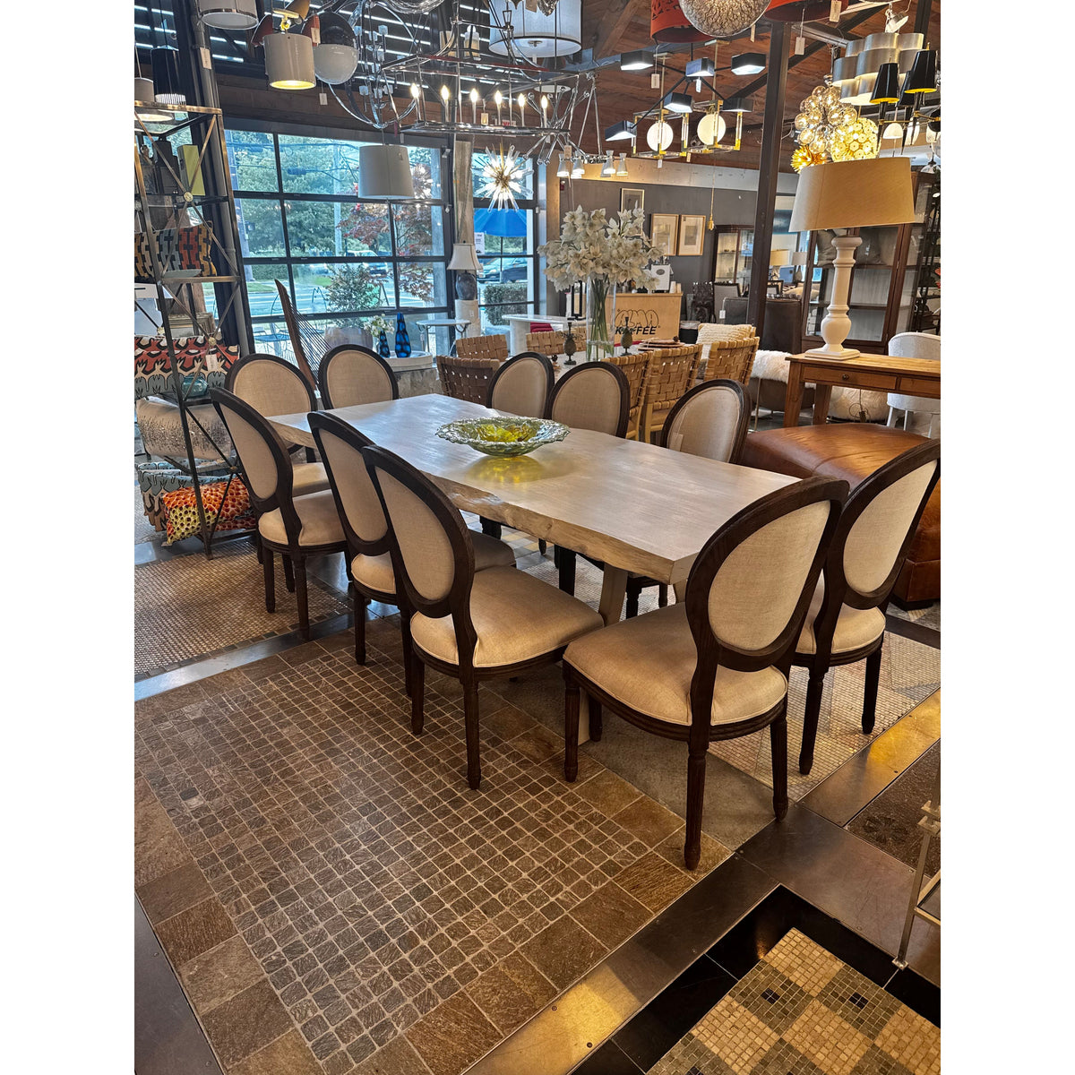 SET of 10 French Linen & Wood Dining Side Chairs by RH - colletteconsignment.com