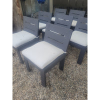 SET of 8 Brushed Aluminum Marbella Dining Chairs w/ Seats by RH (AS IS)