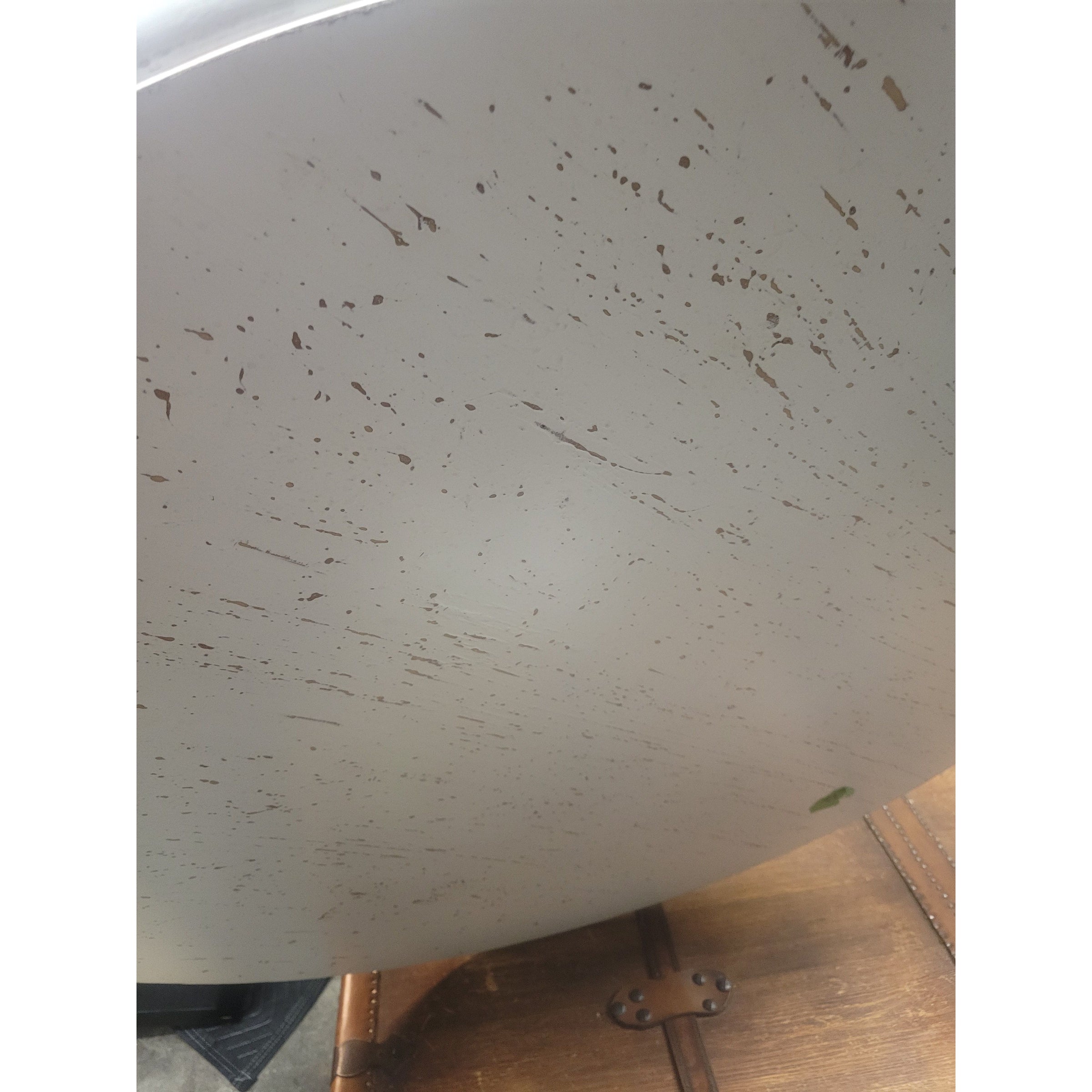 Round Speckled White Wood Coffee Table