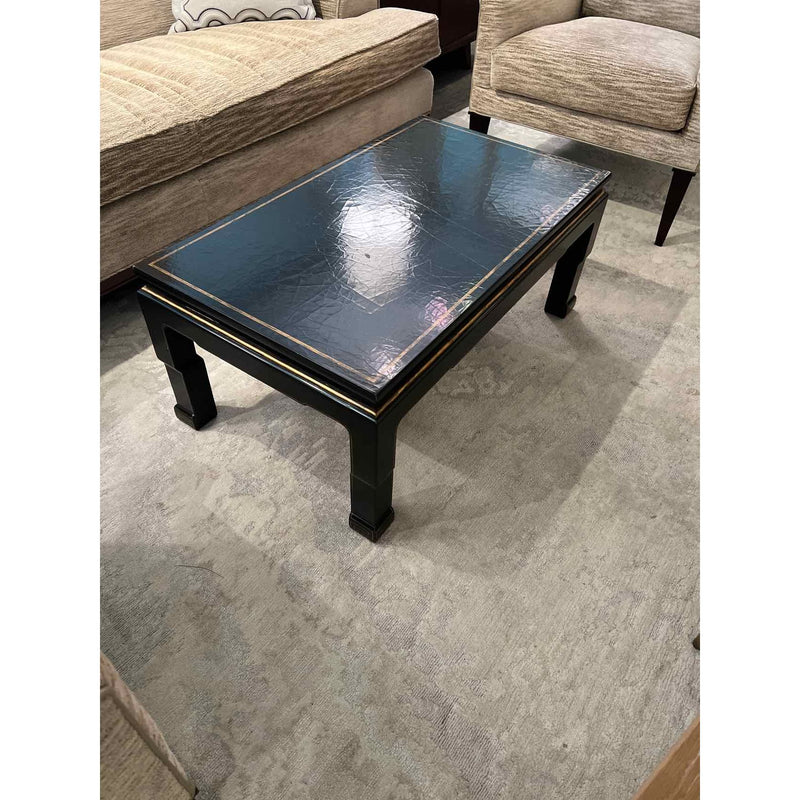 Black Wood Coffee Table with Gold Trim
