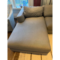 Custom Blue Perf. Linen Left Chaise Sectional (AS IS)