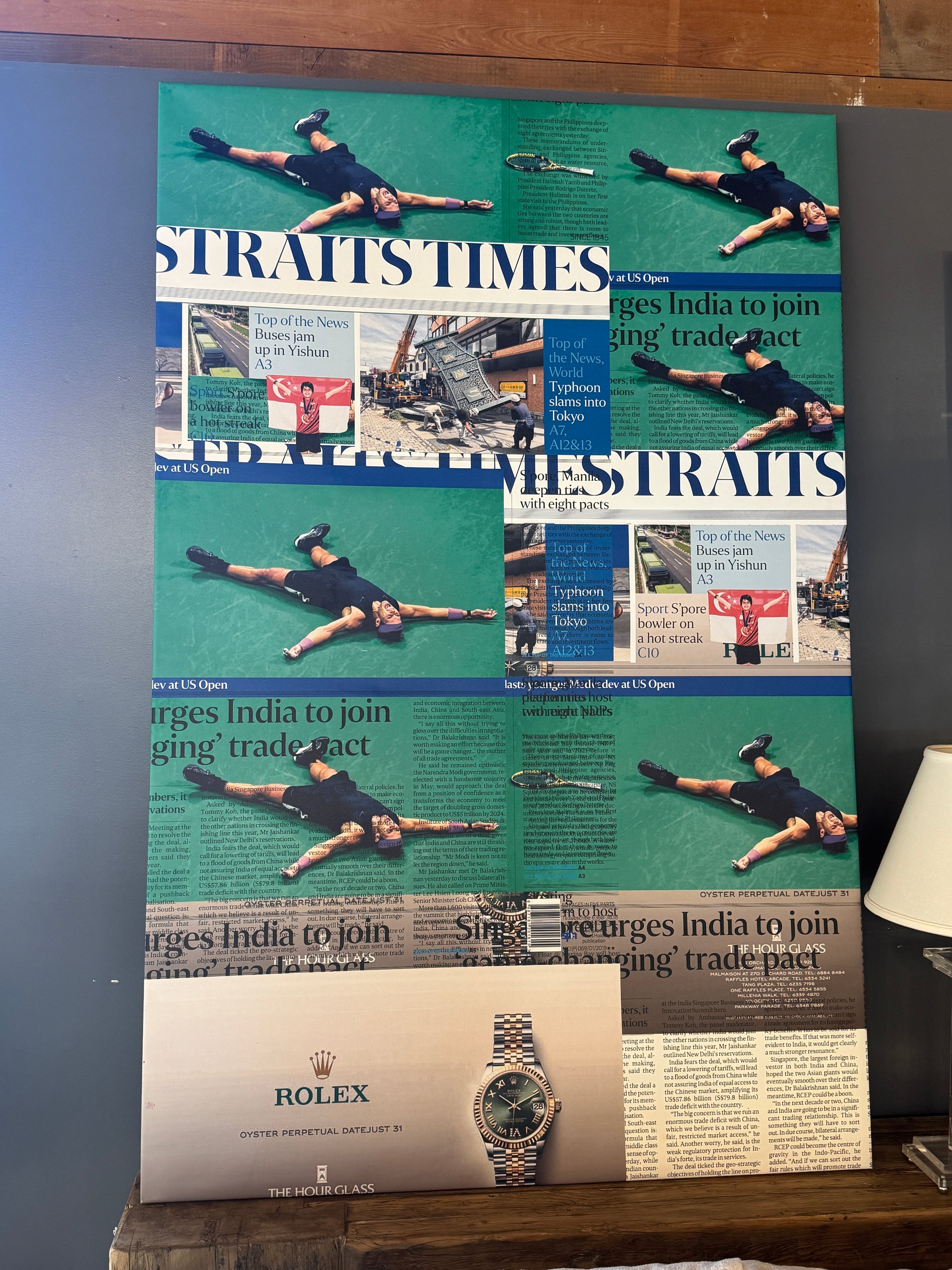 'The Straits Times, Tues. Sept. 10, 2019' Stretched Canvas Print by Heman Chong