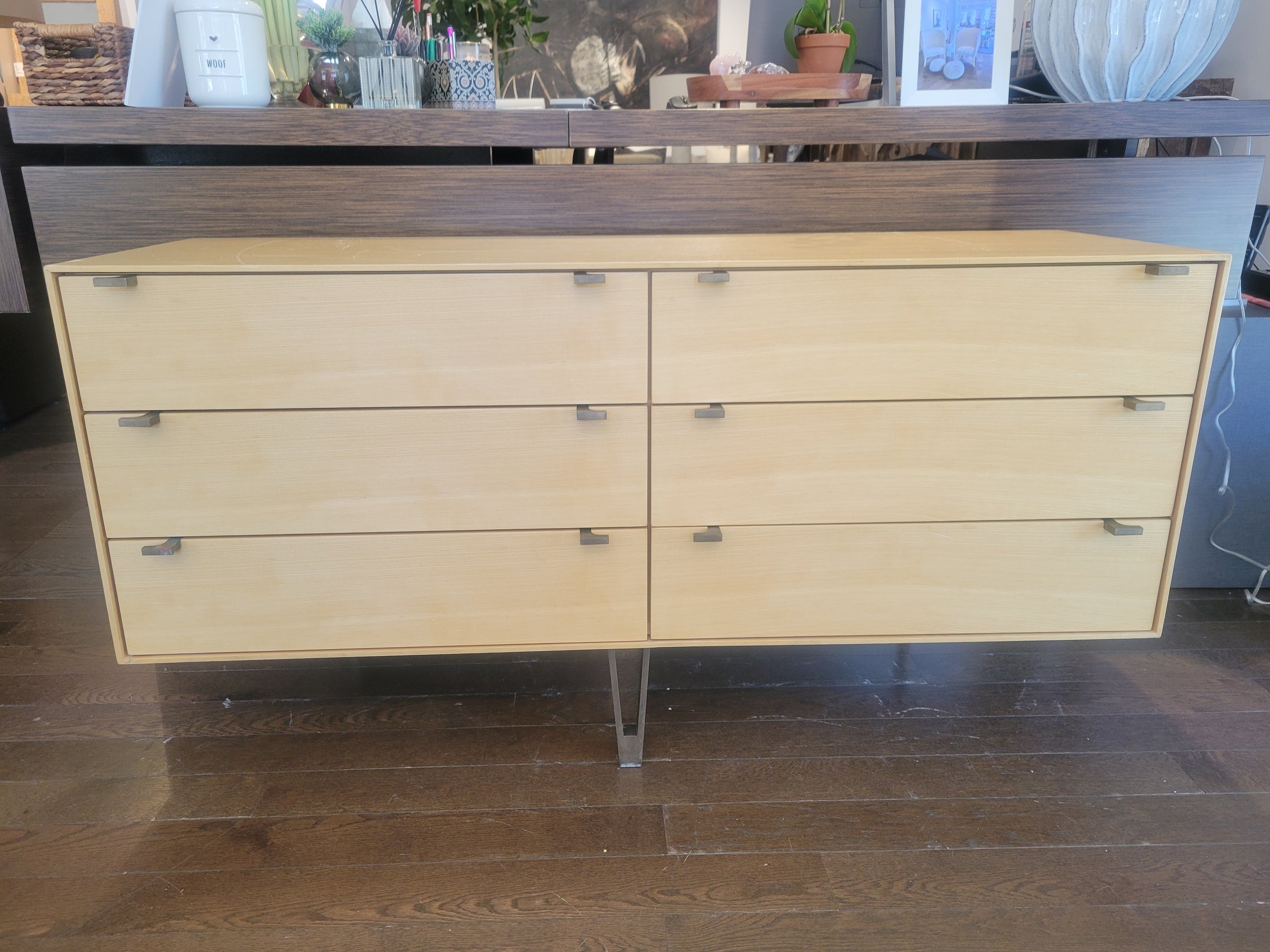 Custom 6-Drawer Blonde Wood Dressers w/ Metal Pulls (AS IS)