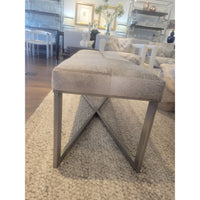 Gray Cowhide Bench w/ Brushed Metal Base Attrib. to Made Goods