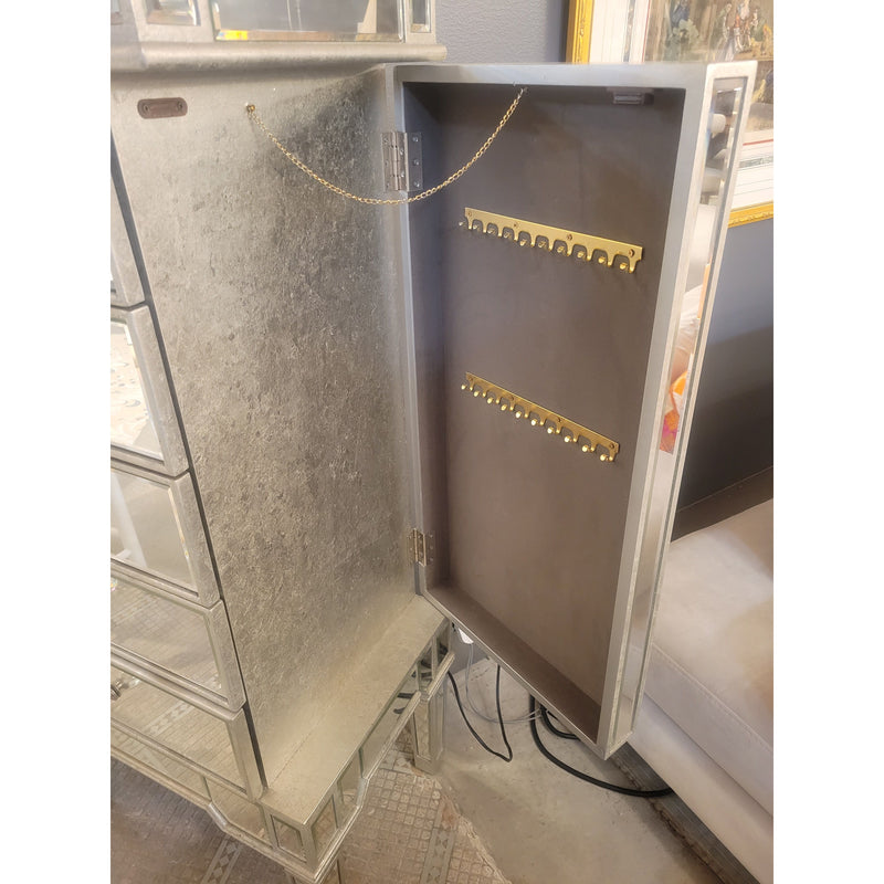 Mirrored Glass Jewelry Dresser w/ 8 Storage Compartments