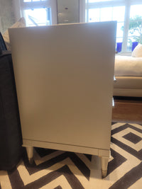 PAIR of 3-Drawer White Nightstands w/ Nickel & Lucite Pulls by Vanguard (AS IS)