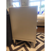 PAIR of 3-Drawer White Nightstands w/ Nickel & Lucite Pulls by Vanguard (AS IS)