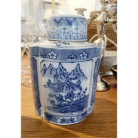 Blue and White Chinese Ceramic Jar w/ Lid