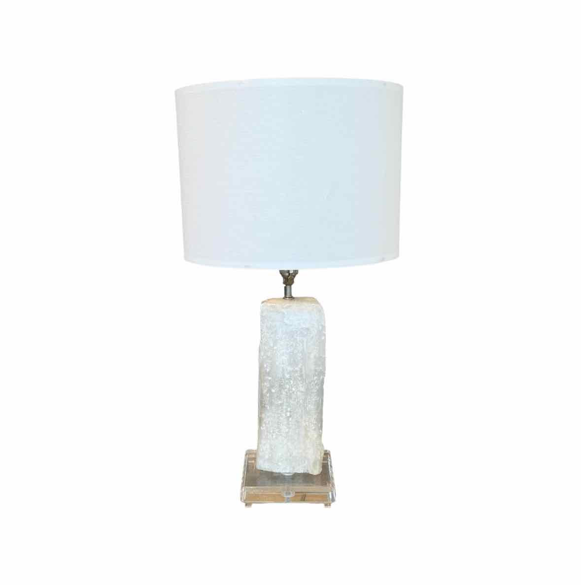 Selenite Crystal Table Lamp w/ Acrylic Lucite Base