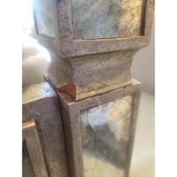 King-Sized Mirrored Mercury Glass Canopy Bed w/ Lilac Velvet Headboard (AS IS) - colletteconsignment.com