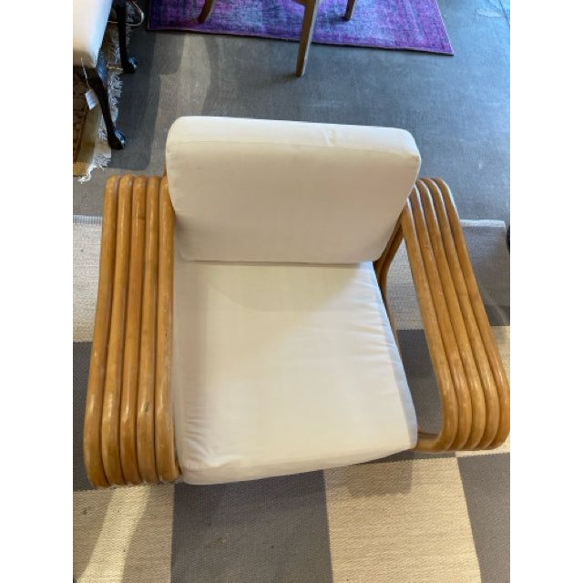 Vintage Bamboo Lounge Chair w/ White Cushions