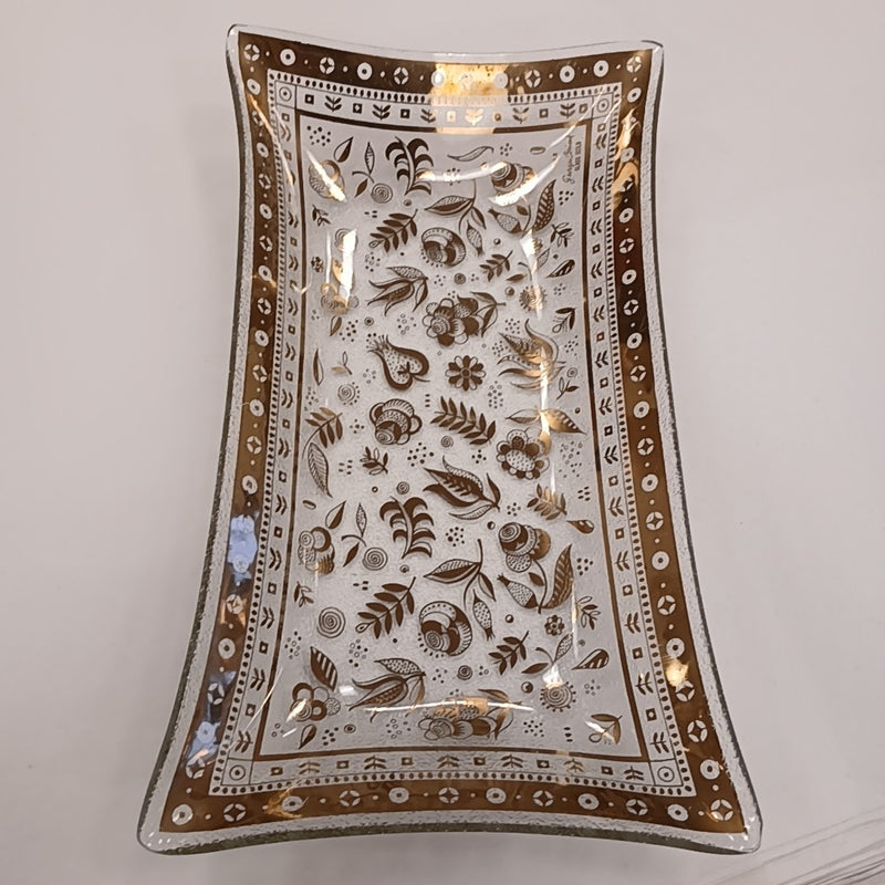 Georges Briard Gold Glass Flat Edge Rectangle Platter