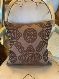 Silver & Brown Leather Oval Arm Chair by John Hutton for Donghia w/ Pillow