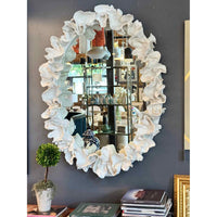 White Resin Leaf Coral Oval Coco Mirror by Made Goods