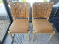 SET of 8 Maple & Leather Web VW Dining Side Chairs by Vicente Wolf (AS IS)