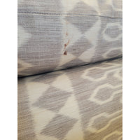 Custom Gray & White Upholstered Curved Sofa (AS IS)