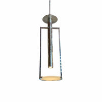 Contemporary Chrome Pendant Light w/ Alabaster Glass Plate