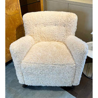 Ivory Shearling Armchair w/ Maple Legs