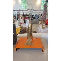PAIR of Illuminations Orange Painted Steel & Bronze Table Lamps by Oscar Molina