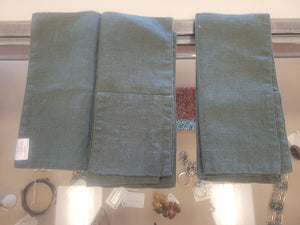 Set of 4 Green Linen Cutlery Pockets