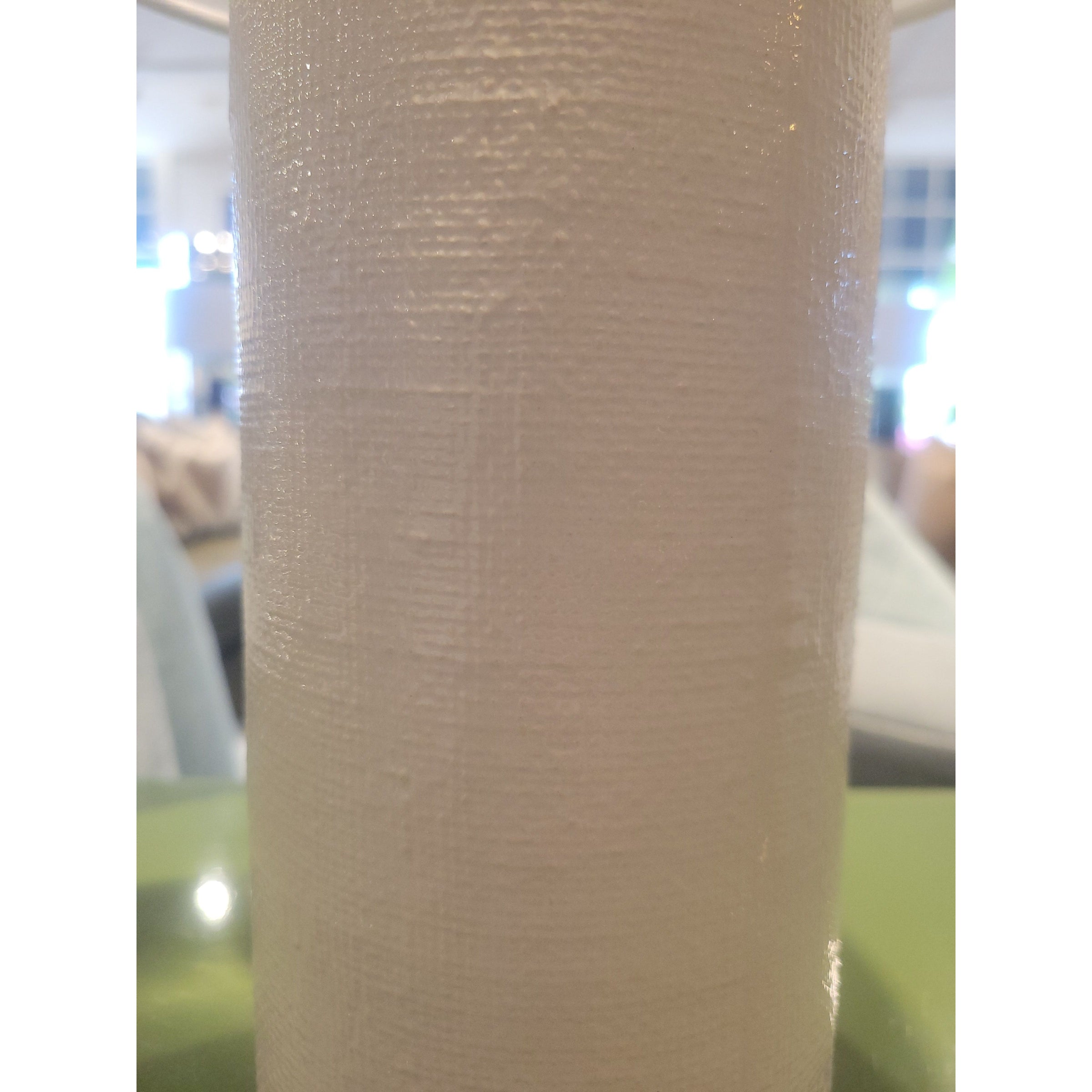 Small White Textured Ceramic Table Lamp w/ Shade