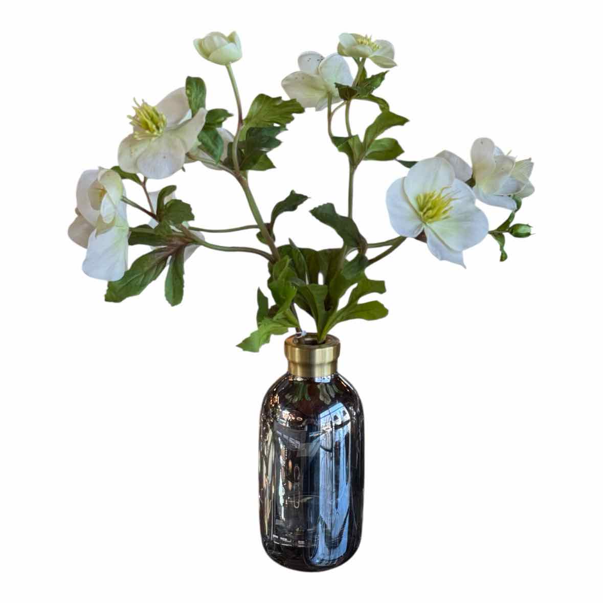 Vase with White Hellbore by Diane James, 14" Dia x 17"H