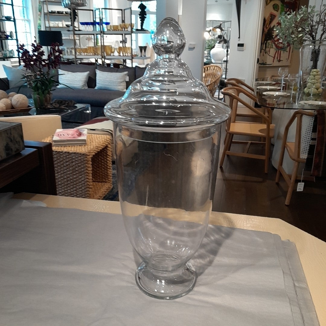 Tall Clear Glass Apothecary Jar w/ Lid