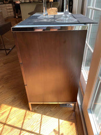 Wood 3-Drawer Dresser w/ Chrome Legs & Milk Glass Top by MG+BW (AS IS)