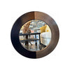 Black & Brushed Metal Round Mirror