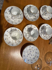 Antique French Set of 8 Saucers & 7 Demi-Tasse Cups, Possibly  Sevres, AS IS