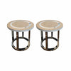 Pair of Universal Furniture Modern Wyatt Round Wood Flint Stainless Steel End Ta