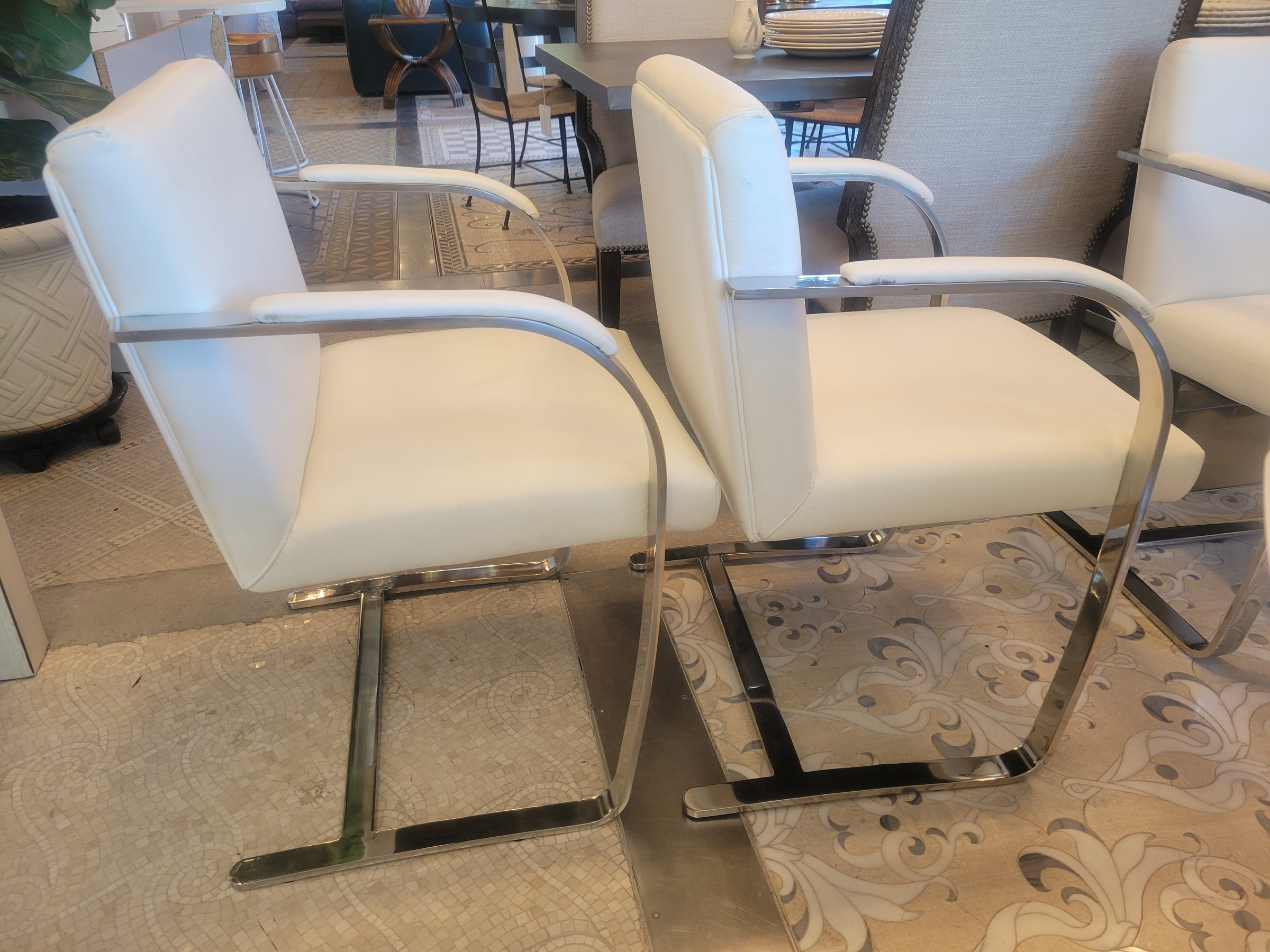 SET of 8 Leather & Chrome BRNO Dining Chairs by Ludwig Mies van der Rohe (AS IS)