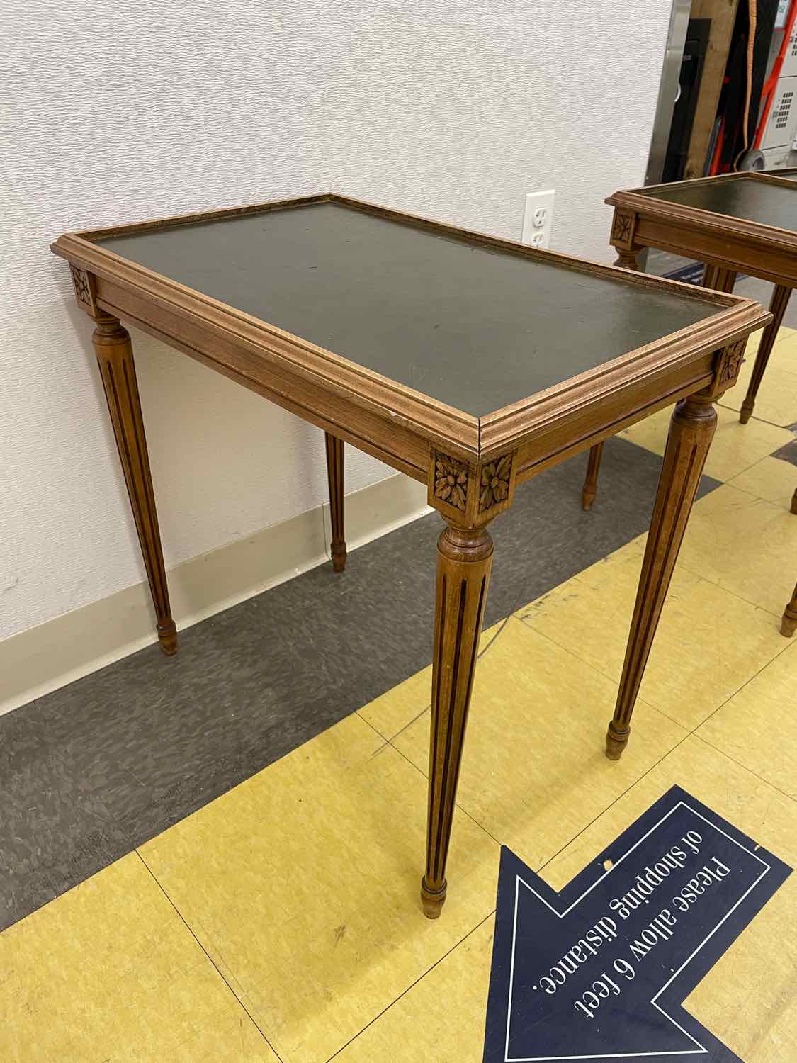 SET of 3 Louis XVI Style Leather Top Nesting Tables (AS IS)