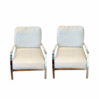 Pair of White Leather Chairs w/ Leather Straps and Chrome Base 29"Wx19"Dx28"H