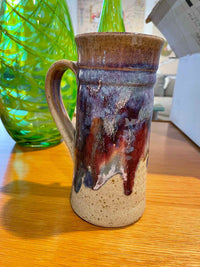 PAIR of Purple Painted Pottery Steins