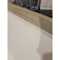 SET of 4 White Upholstered Natural Wood Counter Stools (AS IS)