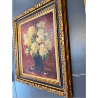 Camillas Floral Still Life Oil Painting by G. Goldsack in Bronze Tone Frame