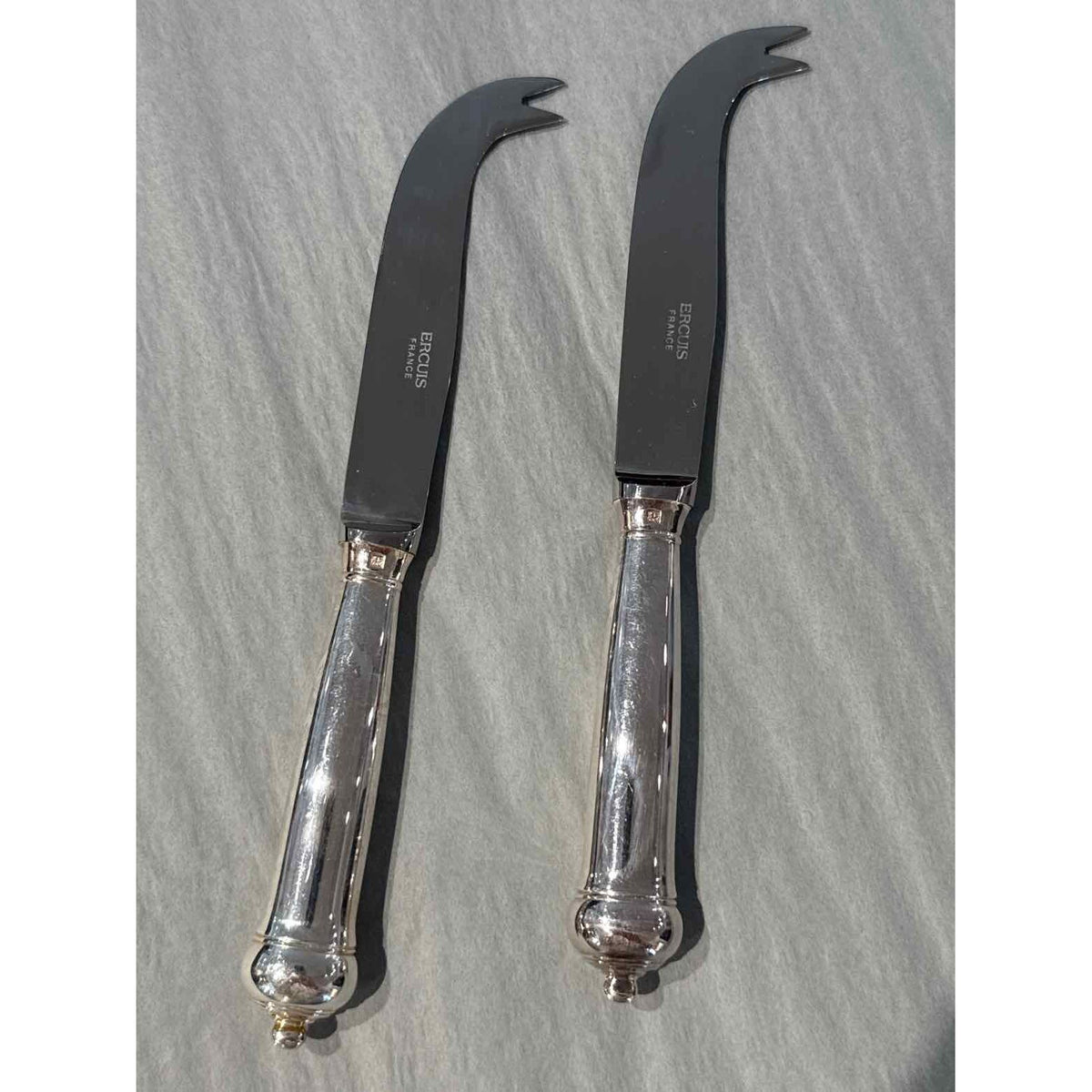 Ercuis France, Pr of Turenne Silverplate Cheese Knives, 7.75" L