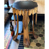 Carved Palm Frond Wood Side Table